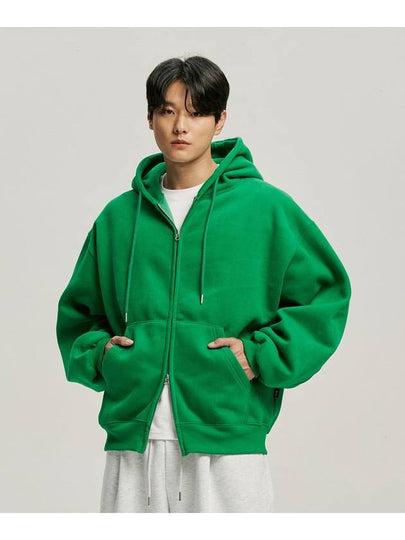 Peach Skin Balloon Over Zip Up Hoodie Green - MOO - BALAAN 2