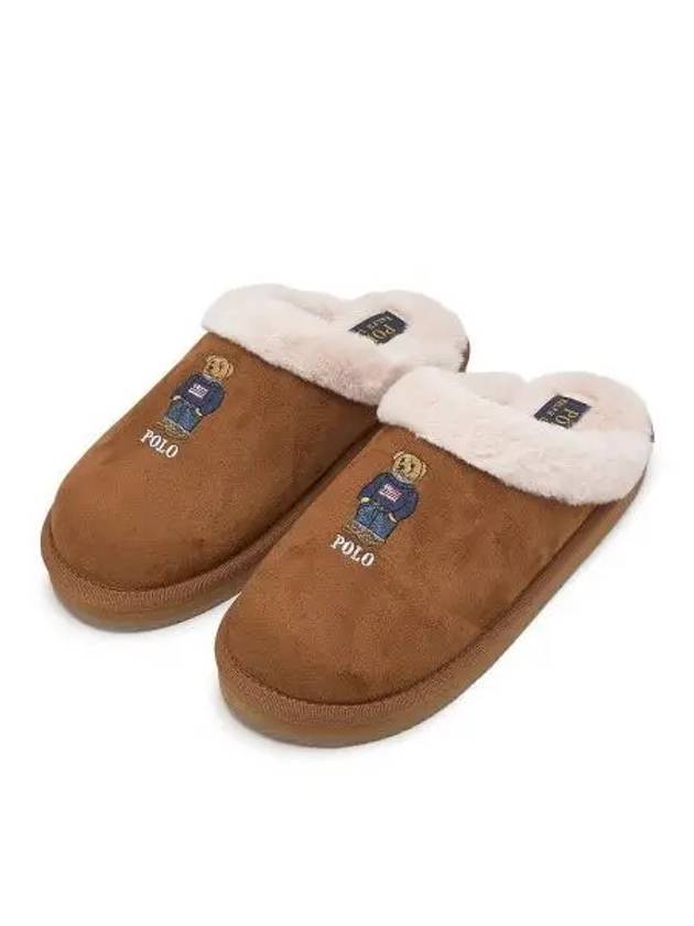 W Bear Scuff Slippers Brown - POLO RALPH LAUREN - BALAAN 2