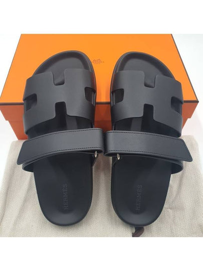 Chypre Leather Sandals Black - HERMES - BALAAN 2