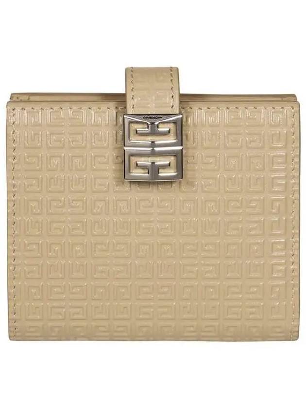 4G Monogram Leather Half Wallet Beige - GIVENCHY - BALAAN 3