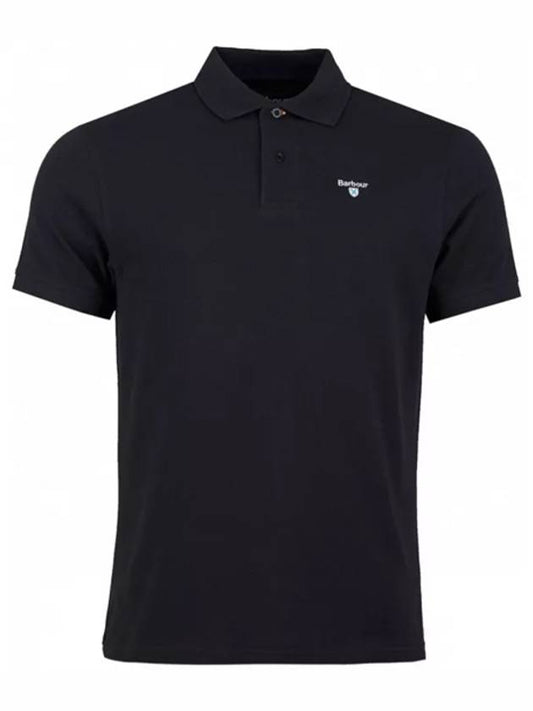 Men's Logo Embroidered Sports Polo PK Shirt Black - BARBOUR - BALAAN.