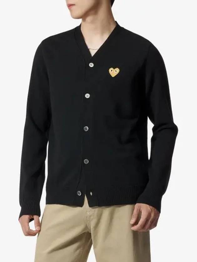 COMME DES GARCONS PLAY Gold Heart Wappen Cardigan Black P1N0501 - COMME DES GARCONS PLAY - BALAAN 1