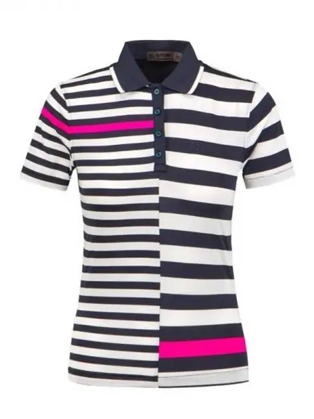 Women's Bold Stripe Golf PK Shirt White Navy - G/FORE - BALAAN 2