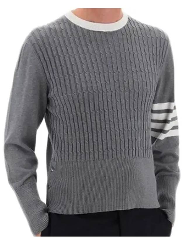 Classic 4-Bar Cable Cotton Knit Top Grey - THOM BROWNE - BALAAN 2