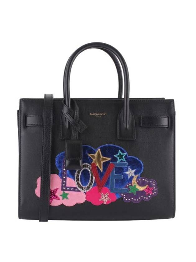 Sac De Jour Love Baby Patchwork Tote Bag Black - SAINT LAURENT - BALAAN 1