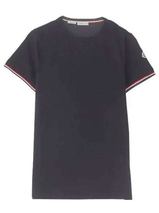 8C71600 87296 778 Arm Logo Round Short Sleeve T shirt Navy Men s TLS 271321 - MONCLER - BALAAN 1