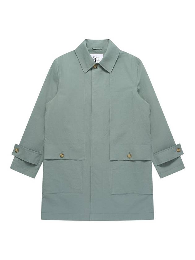 Linen Mac Trench Coat Greyish Blue - SOLEW - BALAAN 2