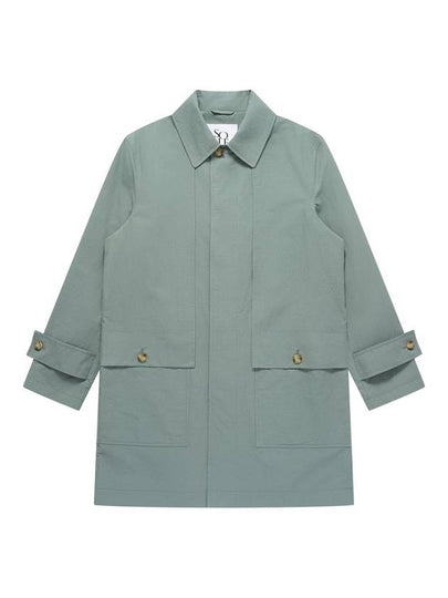 Linen Mac Trench Coat Greyish Blue - SOLEW - BALAAN 2