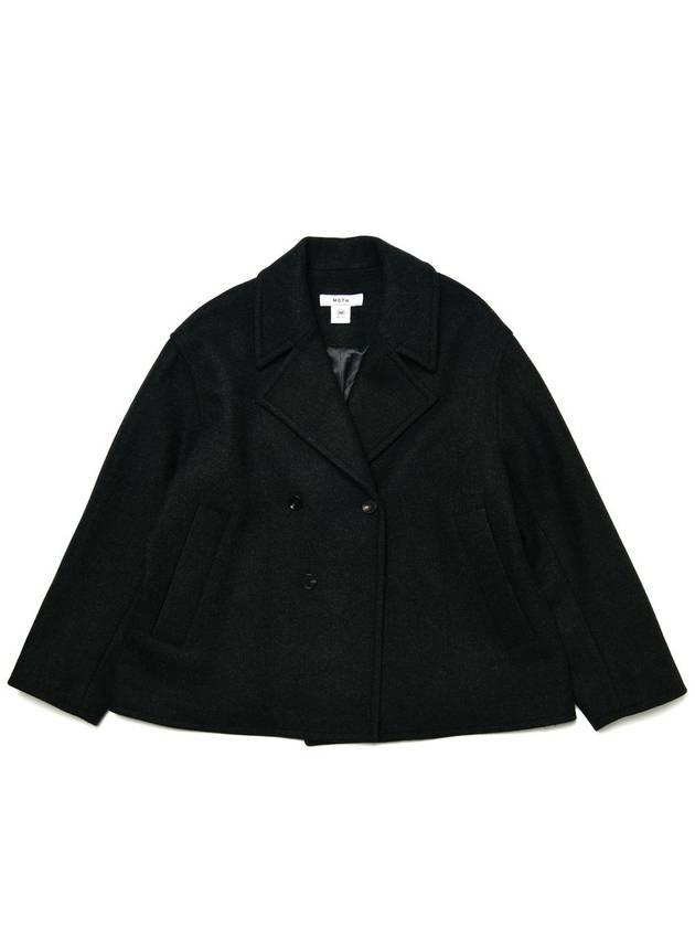 Women's Wool Overfit Half Double Peacoat Charcoal - MOTH - BALAAN 3