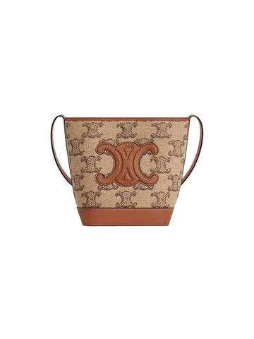 Small Cuir Triomphe Textile Bucket Camel - CELINE - BALAAN 1