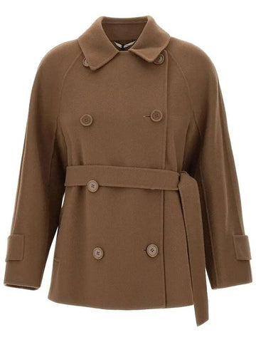 LOUIS Belted Short Wool Coat Brown 2429086021 041 - MAX MARA - BALAAN 1