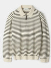 Striped collar half zip up knit Ivory - INDUST - BALAAN 2