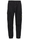 Stretch Cotton Wool Satin Straight Pants Black - STONE ISLAND - BALAAN 2