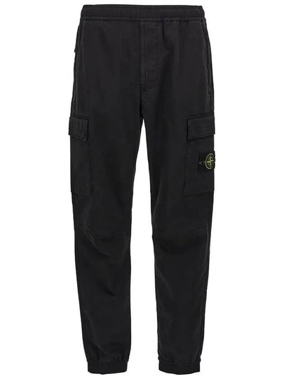 Stretch Cotton Wool Satin Straight Pants Black - STONE ISLAND - BALAAN 2