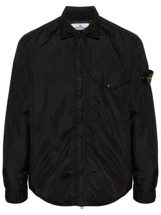 Logo Patch Zip Up Jacket Black - STONE ISLAND - BALAAN 2