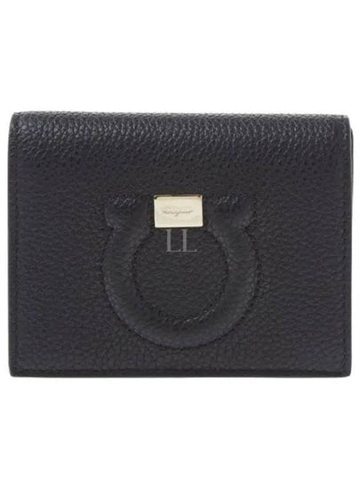 Gancini Logo Half Wallet Black - SALVATORE FERRAGAMO - BALAAN 2