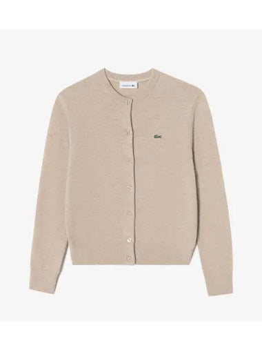 Women s basic crew neck cardigan light brown - LACOSTE - BALAAN 1