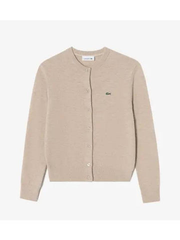 Women s basic crew neck cardigan light brown - LACOSTE - BALAAN 1