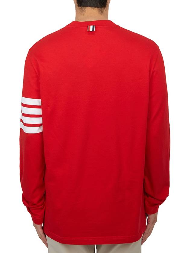 Jersey 4-Bar Long Sleeve T-Shirt Red - THOM BROWNE - BALAAN 4