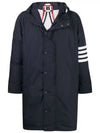 Men's 4 Bar Poly Twill Hooded Parka Navy - THOM BROWNE - BALAAN 2