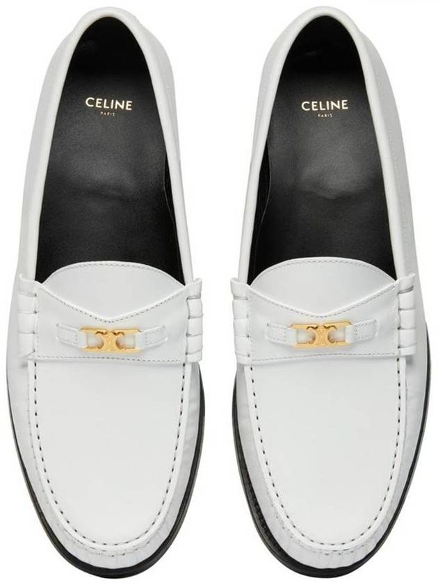 Luco Triomphe Polished Bull Loafers White - CELINE - BALAAN 4