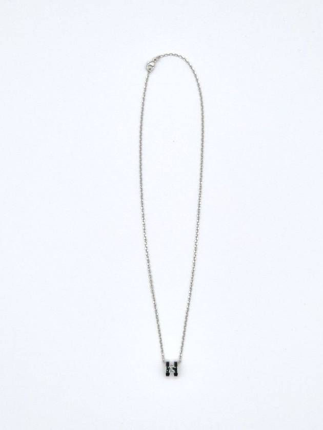 Mini Pop H Pendant Necklace Palladium Noir Silver - HERMES - BALAAN 7