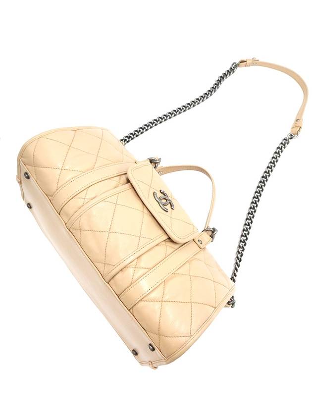 Chanel A92819 Beige Lambskin Quilted CC Logo Bowling Chain Shoulder Bag 21st - CHANEL - BALAAN 6