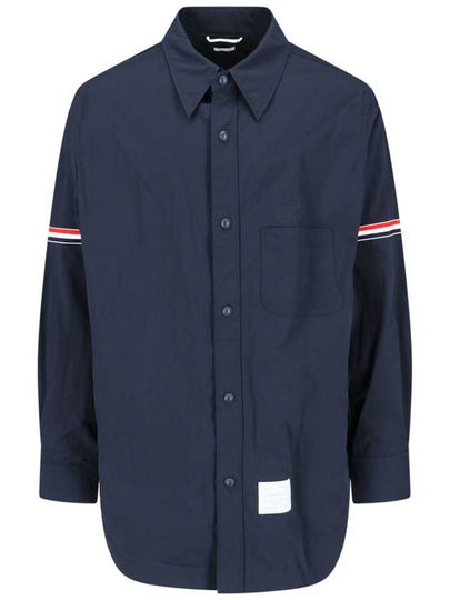 Three Stripes Armband Nylon Long Sleeve Shirt Navy - THOM BROWNE - BALAAN 2