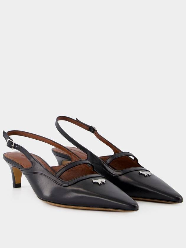 Pointy Sling Back - Maison Kitsune - Leather - Black - MAISON KITSUNE - BALAAN 2