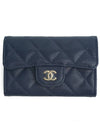 Classic gold caviar card wallet navy - CHANEL - BALAAN 3