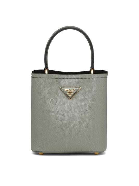 Panier Saffiano Leather Small Tote Bag Grey - PRADA - BALAAN 1