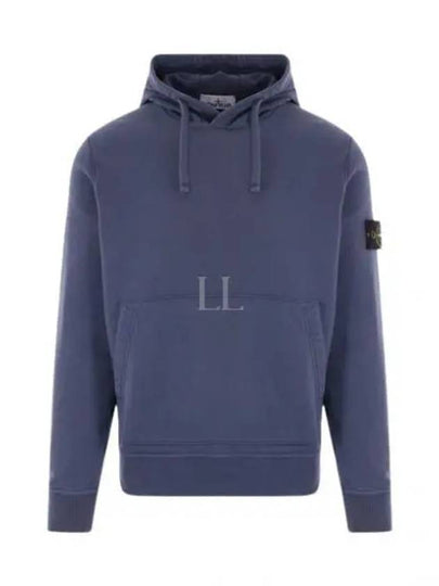 Logo Patch Cotton Fleece Hoodie Blue - STONE ISLAND - BALAAN 2