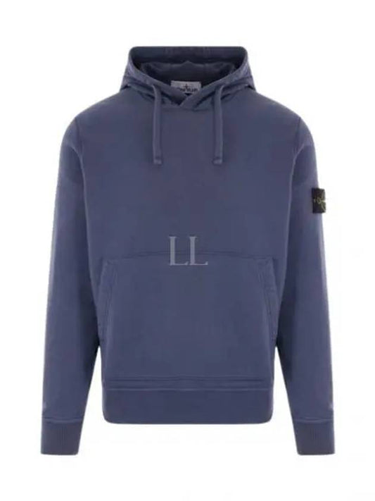 Logo Patch Cotton Fleece Hoodie Blue - STONE ISLAND - BALAAN 2