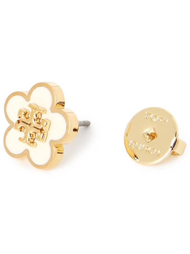 Kira Flower Stud Earrings White Gold - TORY BURCH - BALAAN 5