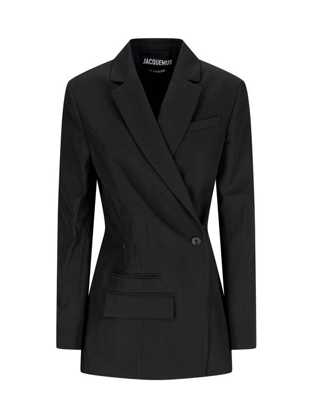 Women's La Best Tibau Crossover Double Breasted Blazer Jacket Black - JACQUEMUS - BALAAN 2