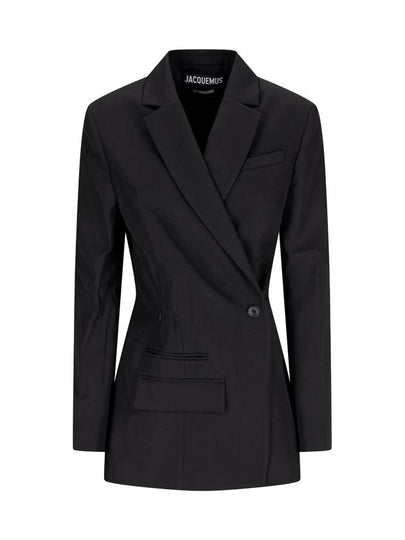 Women's La Best Tibau Crossover Double Breasted Blazer Jacket Black - JACQUEMUS - BALAAN 2