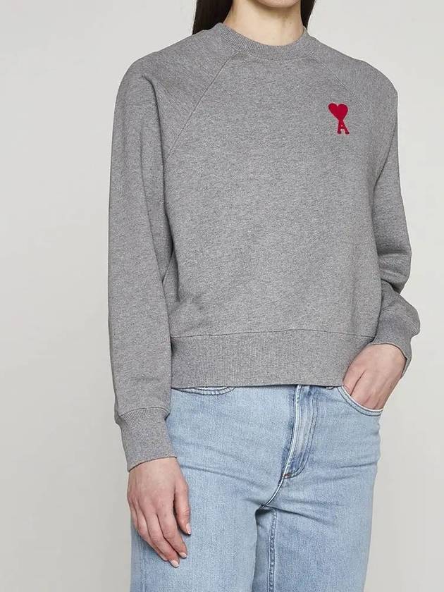 Cotton Heart Logo Sweatshirt Grey - AMI - BALAAN 3