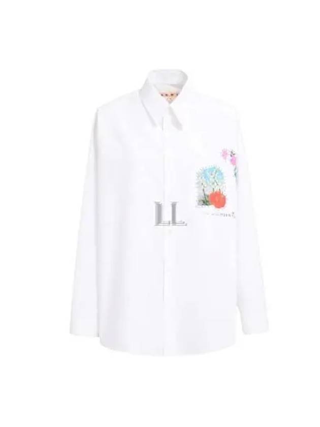 Floral Applique Cotton Long Sleeve Shirt White - MARNI - BALAAN 2