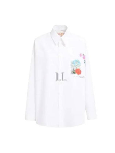 Floral Applique Cotton Long Sleeve Shirt White - MARNI - BALAAN 2