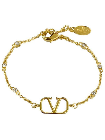 Signature Metal Swarovski Crystal Bracelet Gold - VALENTINO - BALAAN 2