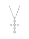 Insigne Pendant Round Cut Cross Rhodium Necklace Silver - SWAROVSKI - BALAAN 1