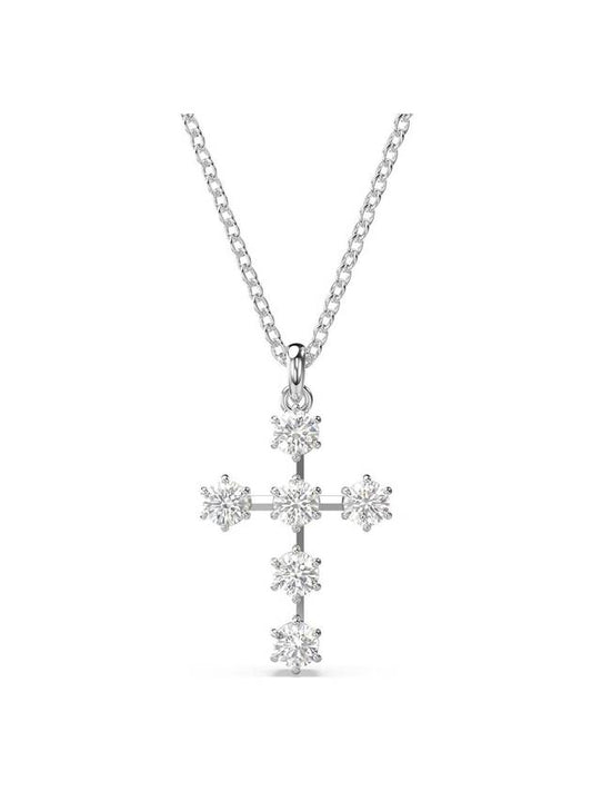 Insigne Pendant Round Cut Cross Rhodium Necklace Silver - SWAROVSKI - BALAAN 1