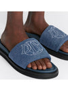 Blue Quilted Denim Aqua Mule Slippers - DIOR - BALAAN 6