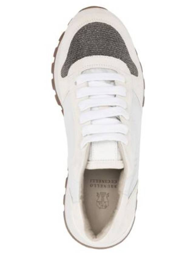 Suede Techno Fabric Runner Low Top Sneakers White - BRUNELLO CUCINELLI - BALAAN 5