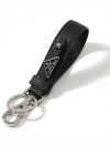 Saffiano Leather Key Holder Black - PRADA - BALAAN 2