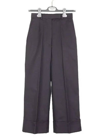 High Waist Cotton Canvas Straight Pants Dark Grey - THOM BROWNE - BALAAN 2