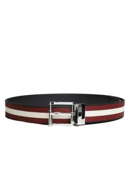 Taylan Stripe Reversible Belt Black Red - BALLY - BALAAN 2