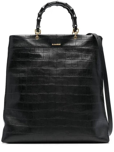 Embossed Bamboo Tote Bag Black - JIL SANDER - BALAAN 1