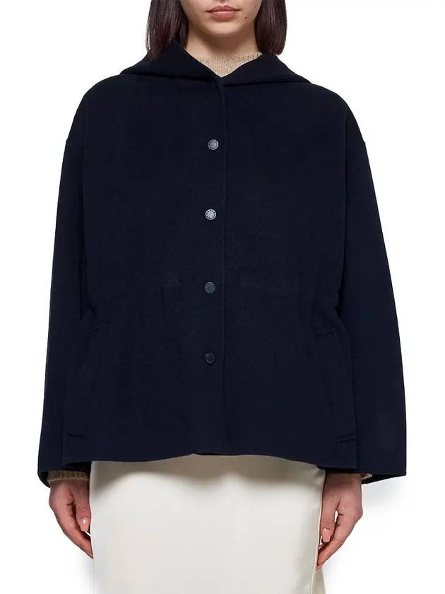 Gennaio Hooded Wool Single Coat Navy - MAX MARA - BALAAN 4