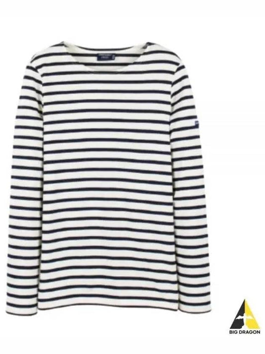 Minquiers Modern Stripe Long Sleeve T-Shirt Ecru Marine - SAINT JAMES - BALAAN 2